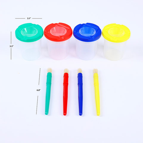 Профессиональный стакан для непроливающейся краски с набором круглых кистей