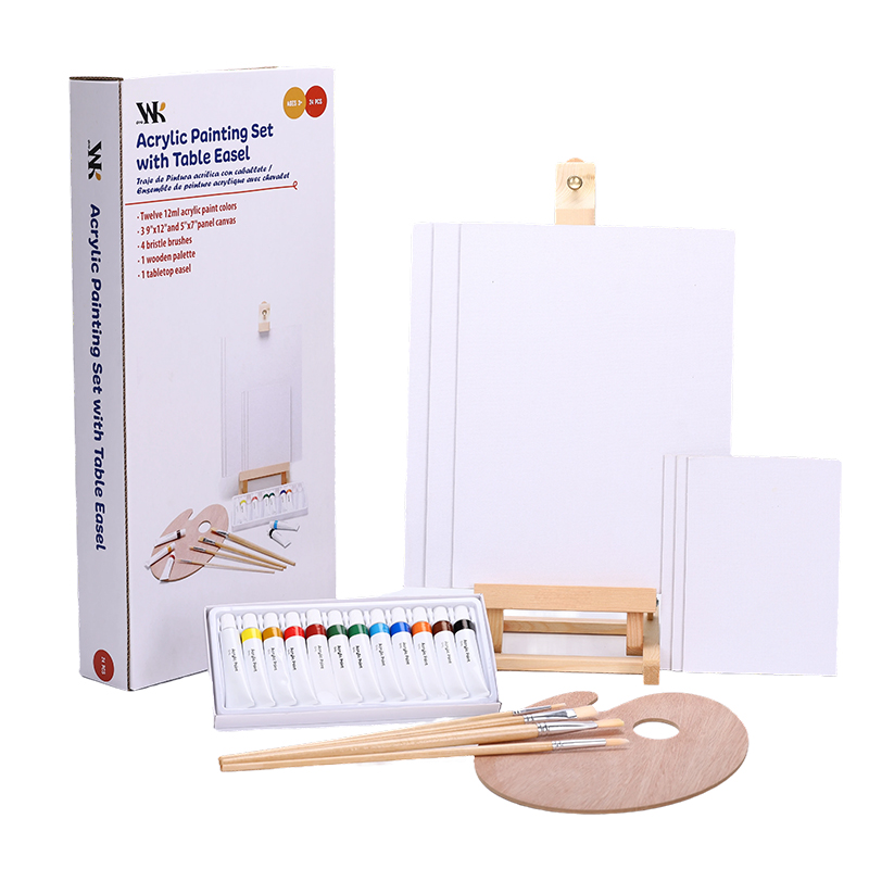 Акриловая краска набор со столом мольберта в холсте